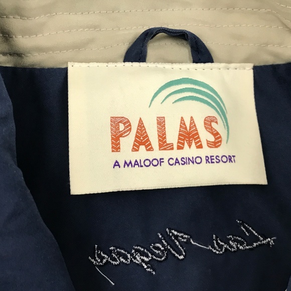 VINTAGE PALMS Casino Jacket Size L Blue Bomber - Picture 4 of 8